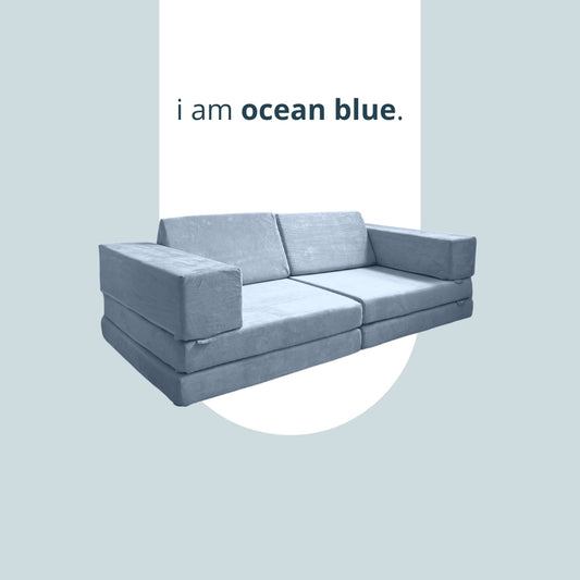 [BACKORDER - NEW & IMPROVED] Playand Modular Kids Sofa In Ocean Blue