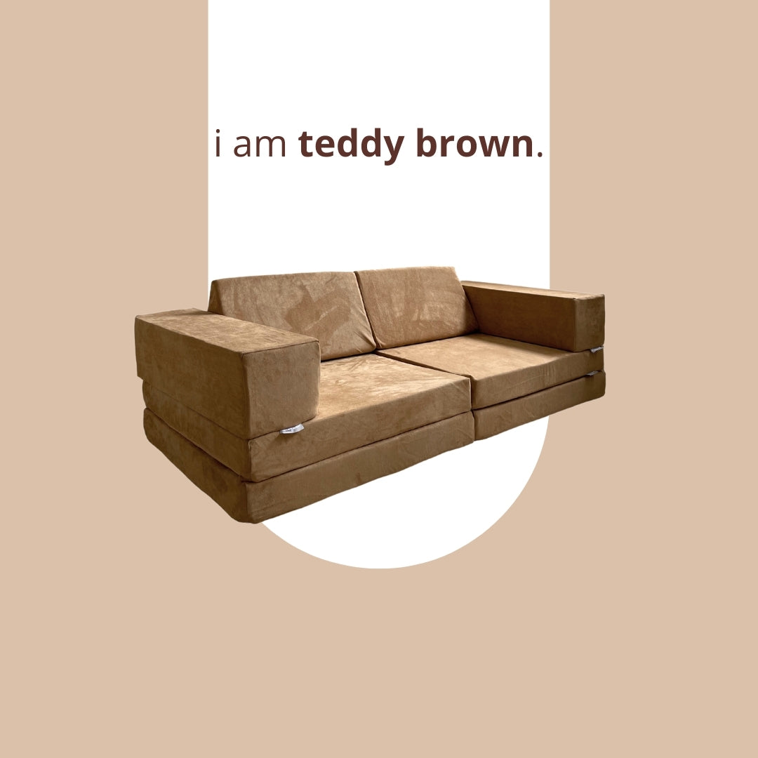 [NEW & IMPROVED] Playand Modular Kids Sofa In Teddy Brown