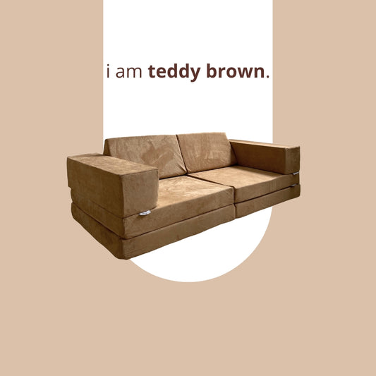 [BACKORDER - NEW & IMPROVED] Playand Modular Kids Sofa In Teddy Brown