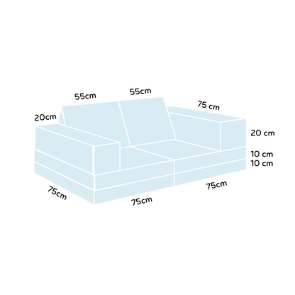 [NEW & IMPROVED] Playand Modular Kids Sofa In Ocean Blue